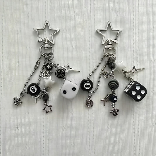 Handmade Edgy Dice Keychain, Grunge Y2K Bag Charm