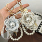 Cute Handmade Keychain with Camellia Flower Pearl Charm