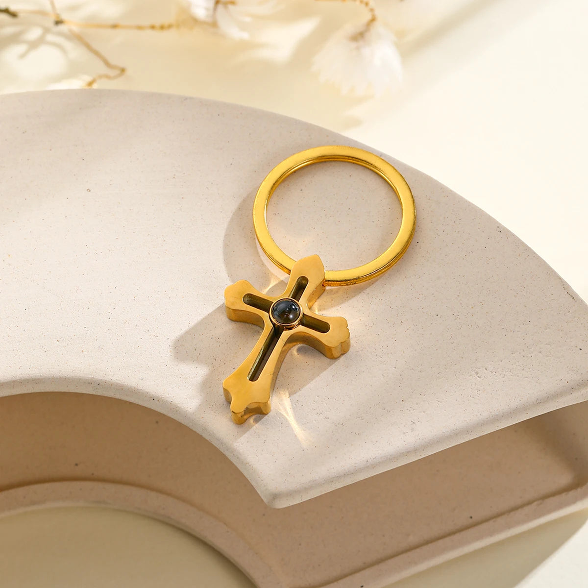 Customized Photo Projection Cross Keychain