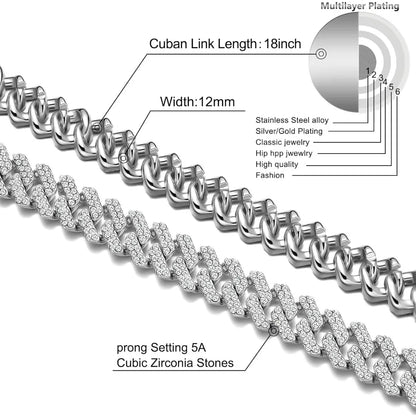Miami Cuban Link Chain Necklace 12mm