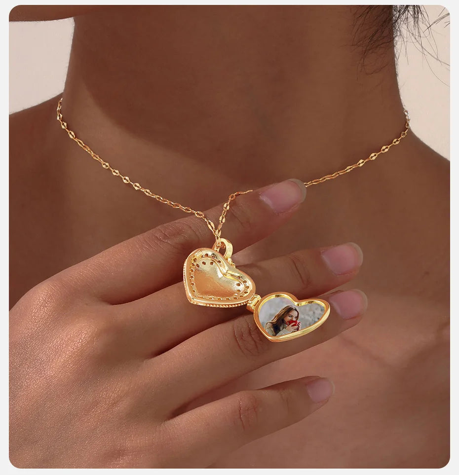 Stainless Steel Chain Heart Picture Custom Pendent Necklace