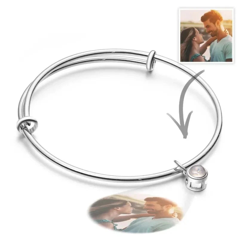 Customized Photo Projection Bracelets For Women Personalized Couple Bangles