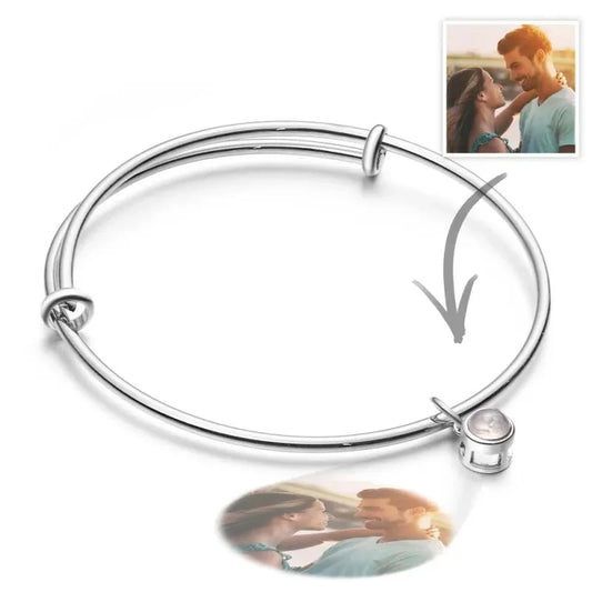 Customized Photo Projection Bracelets For Women Personalized Couple Bangles