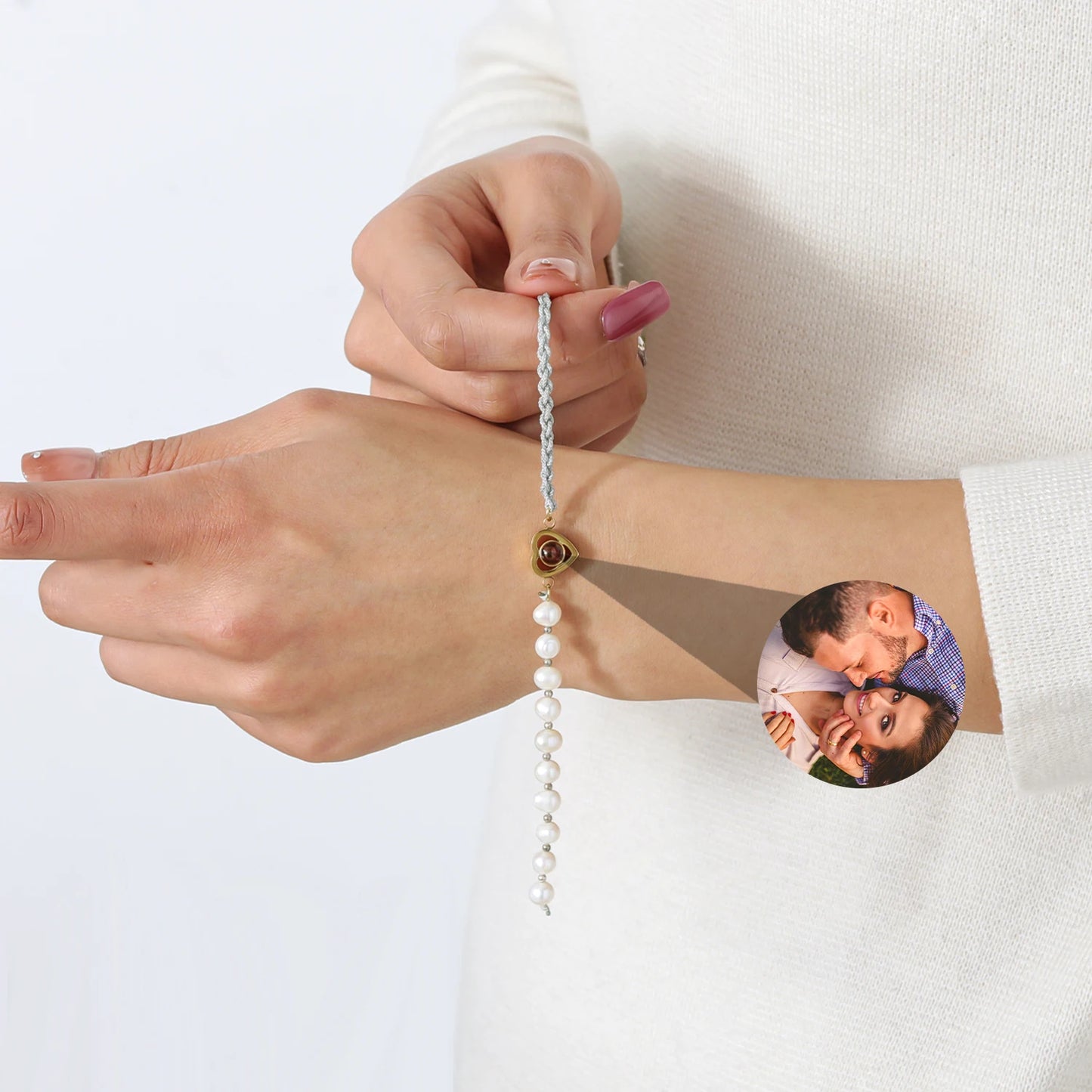 Handmade Pearl Projection Bracelet Custom Photo Luxury