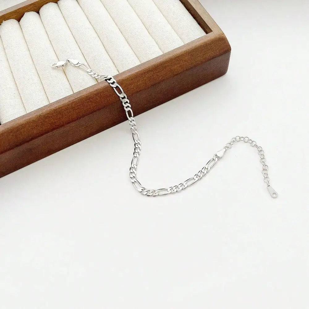 Unisex Minimalist Silver Dainty Ankle Bracelet