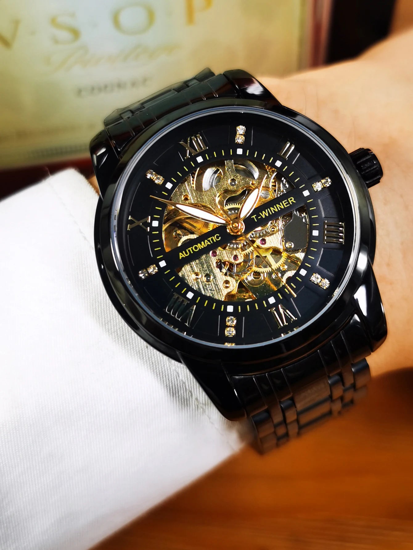 Watch for Men with Luminous Hands and Stainless Steel Strap