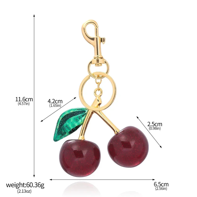 Cute Red Cherry Keychain