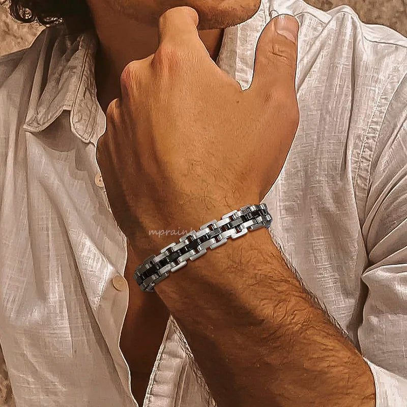 Two-Tone Stainless Steel Men’s Bracelet