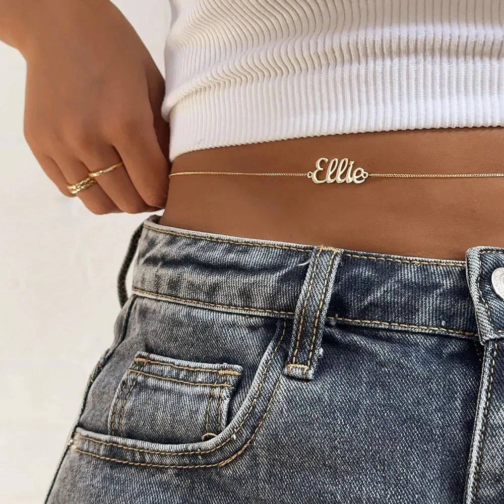 Personalized Stainless Steel Name Waist Chain – Sexy Belly Body Jewelry