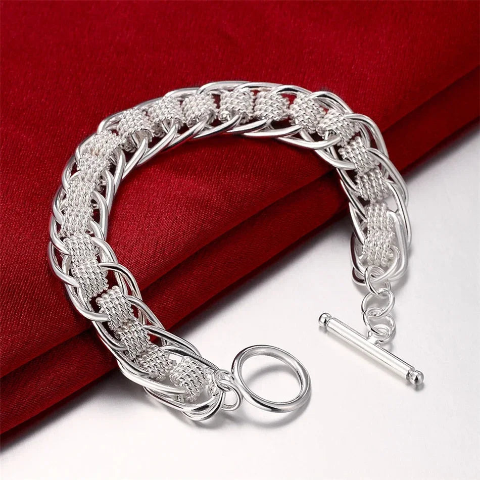 Fine 925 Sterling Silver Solid Chain Bracelet