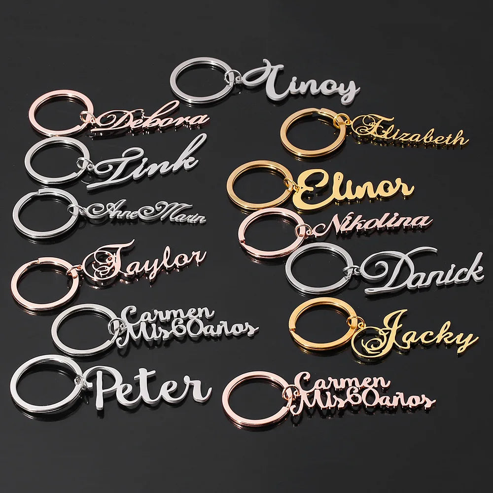 Custom Stainless Steel Name Tag Keychain – Personalized Key Ring
