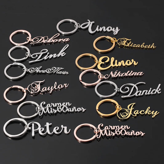 Custom Stainless Steel Name Tag Keychain – Personalized Key Ring