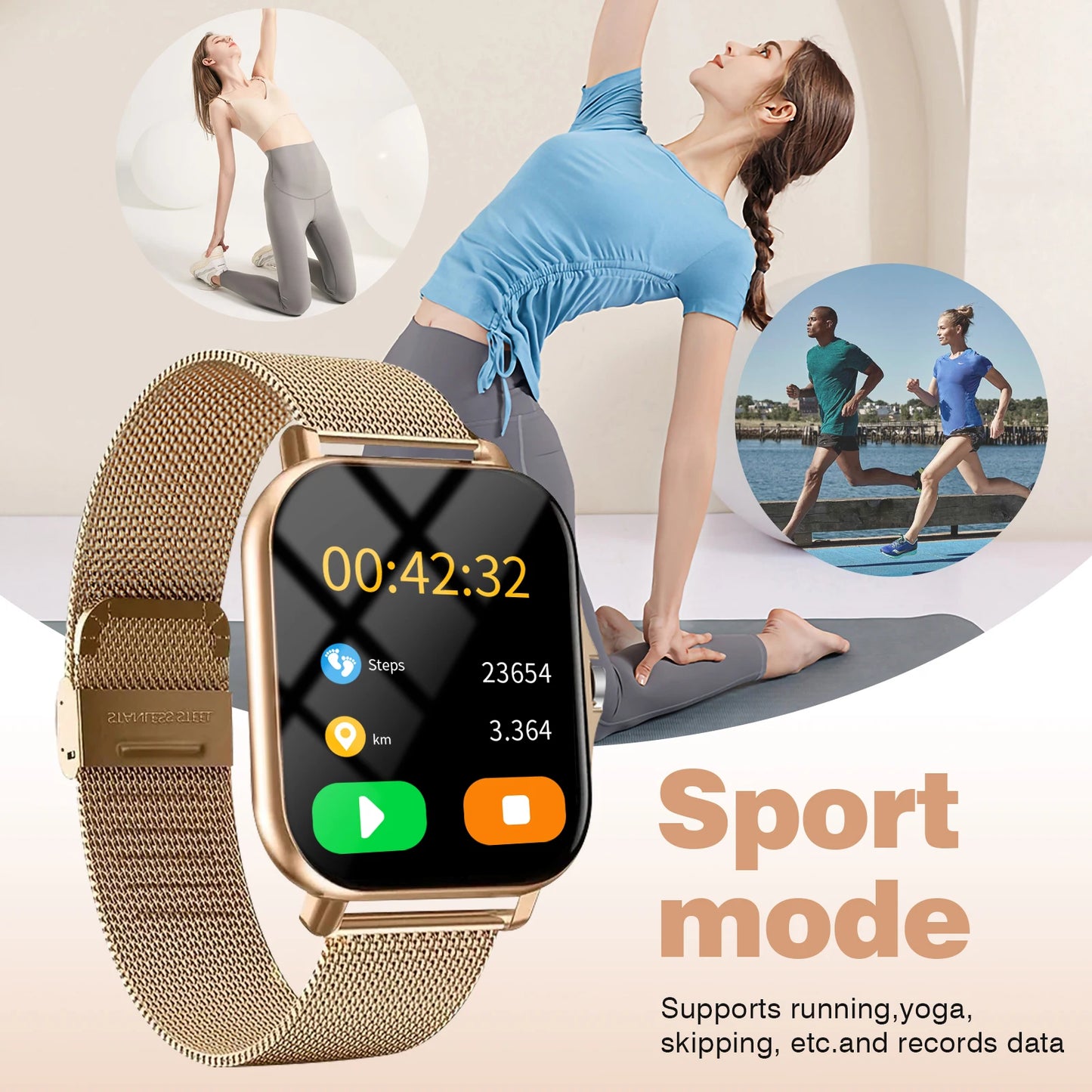 Multi-Sport Smartwatch with Message Display and Fitness Tracking