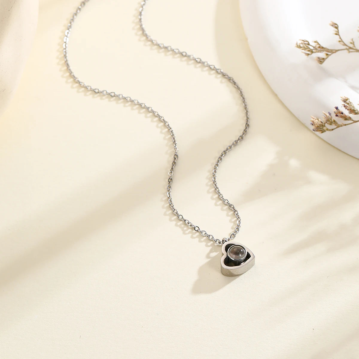 Custom Photo Projection Necklaces Personalized Heart Pendant