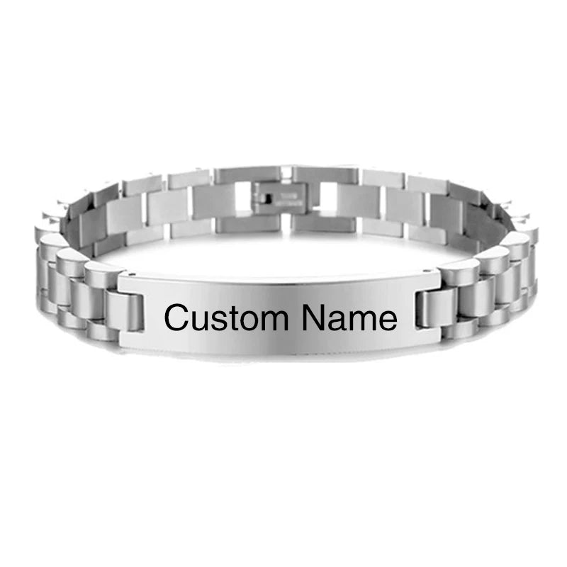 Gold Stainless Steel Mens ID Bracelets