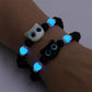 Fashion Luminous Beads Couple Bracelets with Glow-In-The-Dark Cat Charm