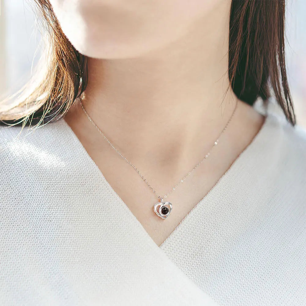 Custom Pet Paw Photo Projection Necklace