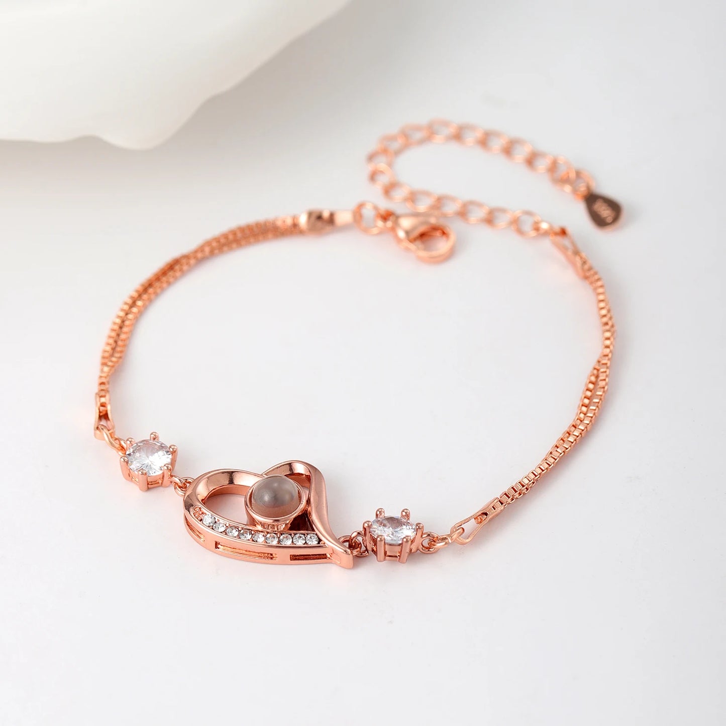 Custom Photo Projection Bracelet 925 Silver Picture Inside