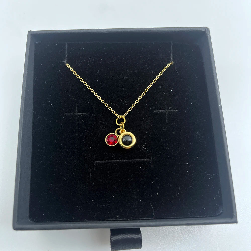 Birthstone Jewelry Custom Photo Projection Necklace Stainless Steel