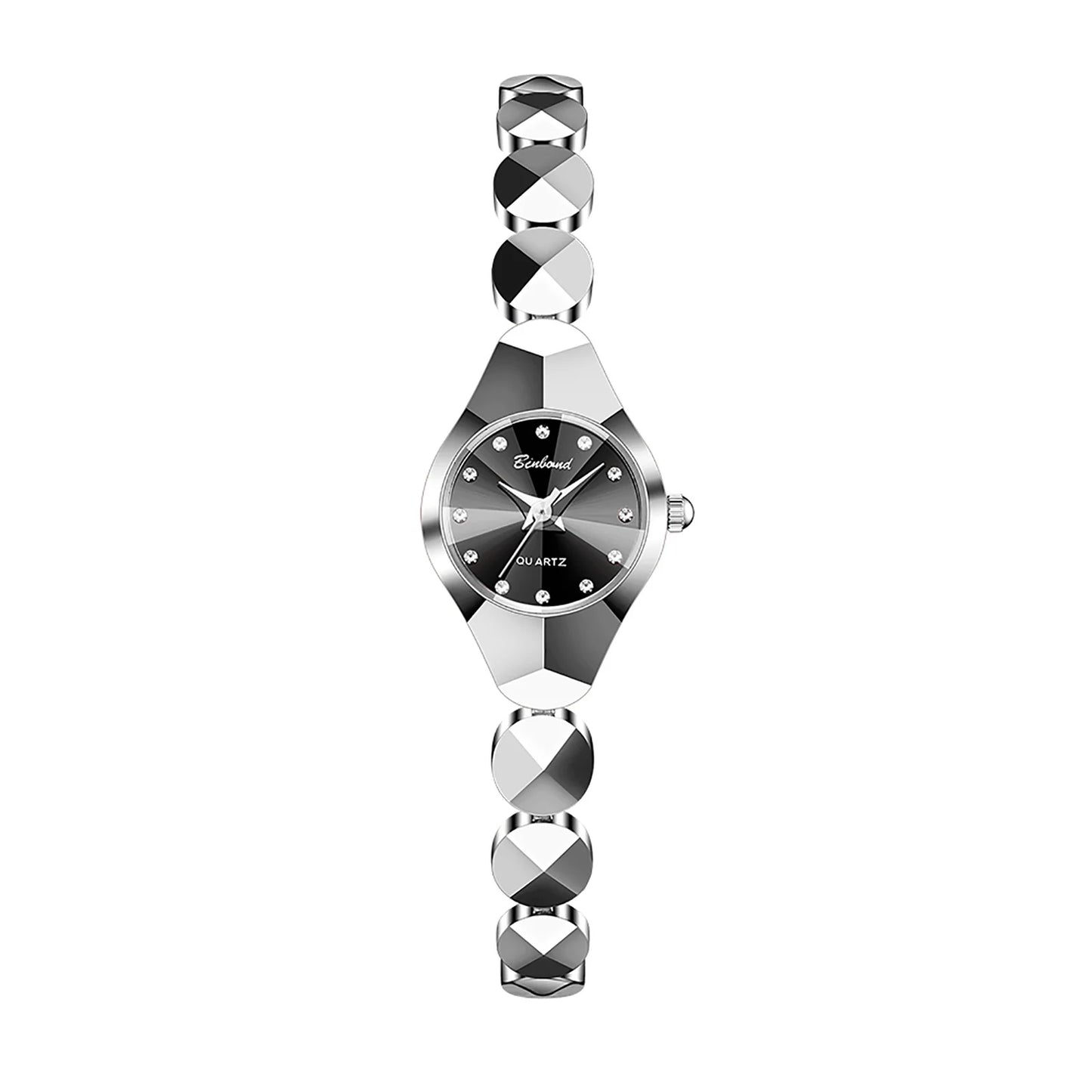 Elegant Women’s Quartz Watch with Diamond Accents and Stainless Steel Strap