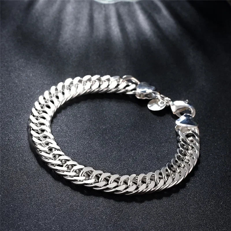 Fine 925 Sterling Silver Solid Chain Bracelet