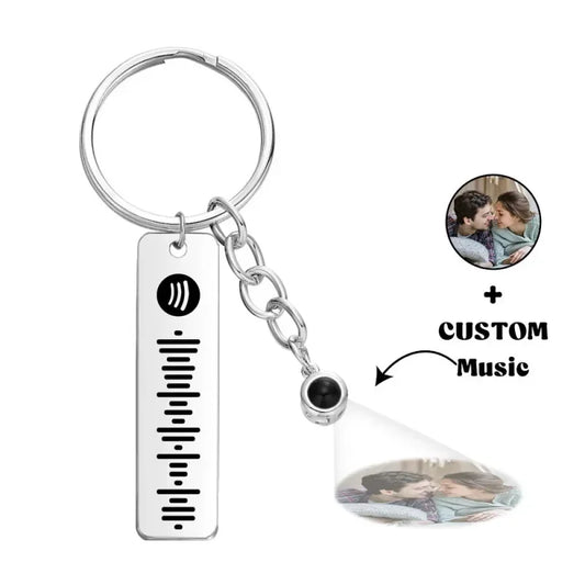 Personalized Music Code Photo Projection Keychain