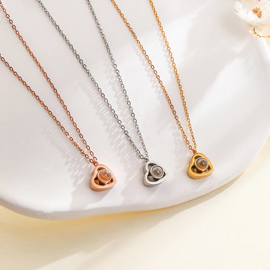 Custom Photo Projection Necklaces Personalized Heart Pendant
