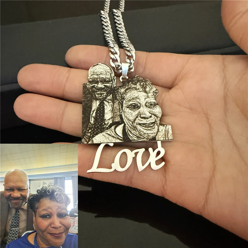Engraved Personalized Stainless Steel Photo Necklace
