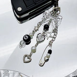 Handmade Edgy Black & White Dice Keychain