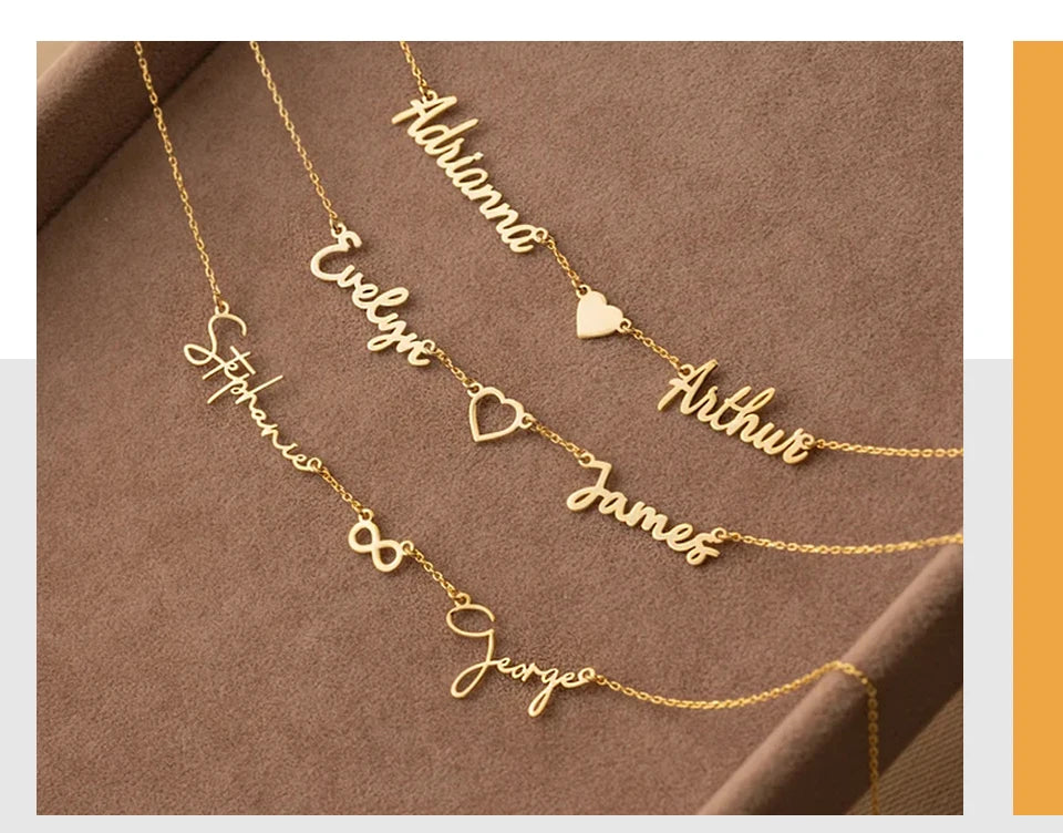 Lemegeton Custom Multiple Name Necklace – Personalized Stainless Steel Family Jewelry
