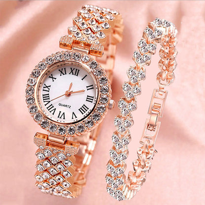 Luxury Rhinestone Bracelet Watch Set for Women