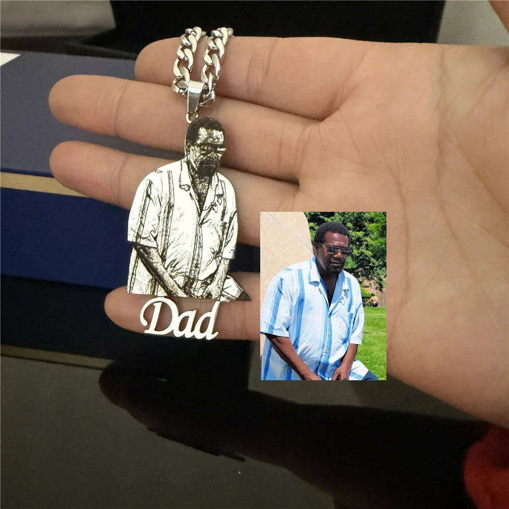 Engraved Personalized Stainless Steel Photo Necklace