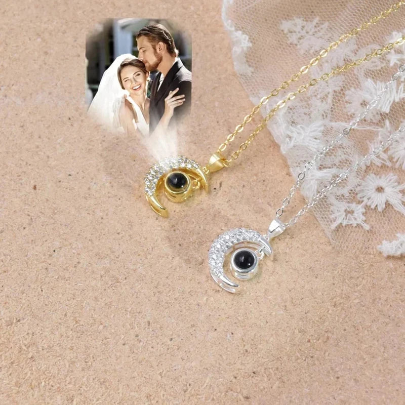 Custom Projection Photo Necklace Trendy Star Moon