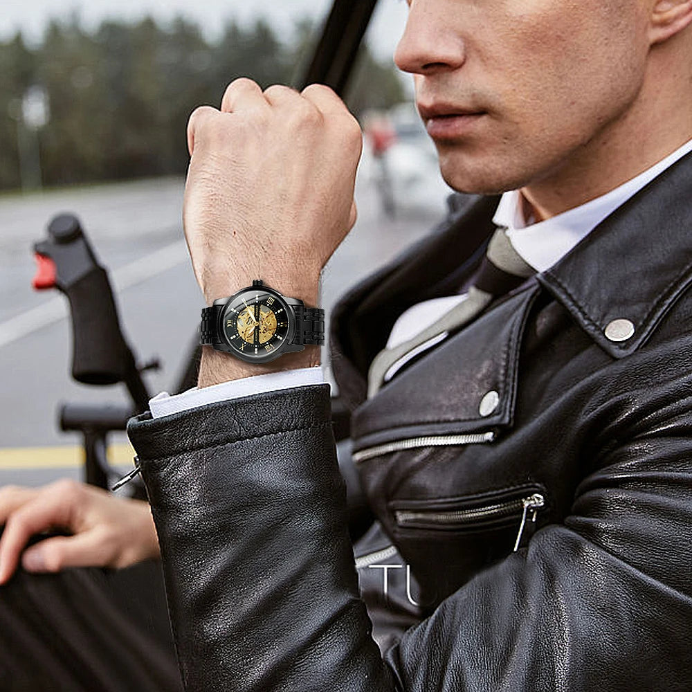 Watch for Men with Luminous Hands and Stainless Steel Strap