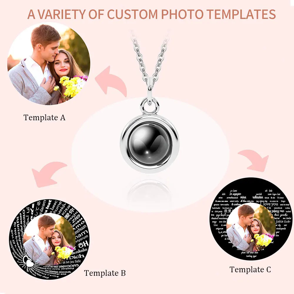 Custom Pet Paw Photo Projection Necklace