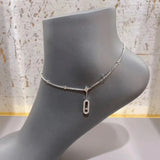 925 Sterling Silver Anklet with Moving Diamonds