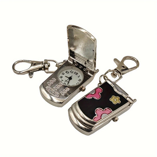 Retro Flip Phone Keychain Watch