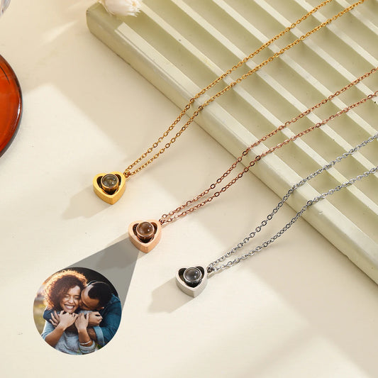 Custom Photo Projection Necklaces Personalized Heart Pendant