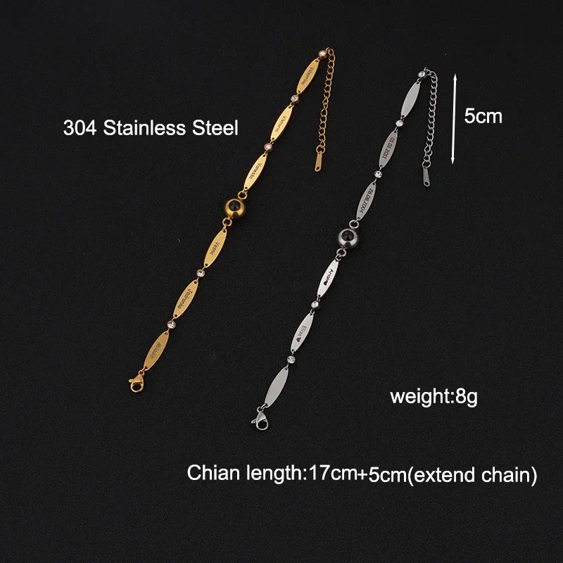 Personalized Engraved Family Name Stainless Steel Bracelet