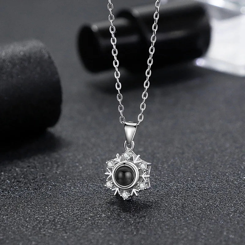 925 Silver Necklace Snowflake Shape Projection Necklaces