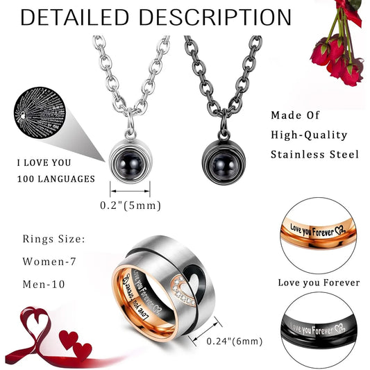 Matching Couples Pendant Necklace Set