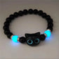 Fashion Luminous Beads Couple Bracelets with Glow-In-The-Dark Cat Charm