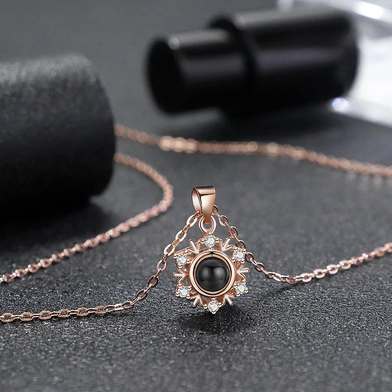 925 Silver Necklace Snowflake Shape Projection Necklaces