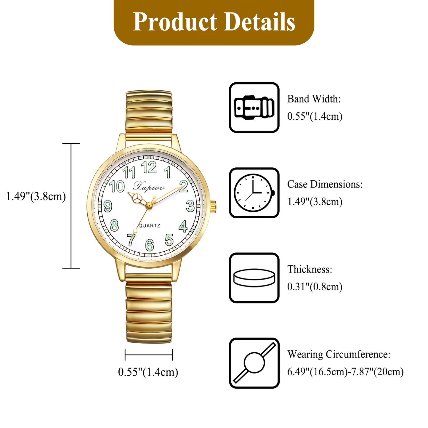 Elastic Stainless Steel Women’s Waterproof Watch with Luminous Hands