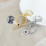 Personalized Sunflower Photo Projection Keychain