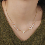 Custom Names Necklace Personalized CZ Stone Gold Stainless Steel