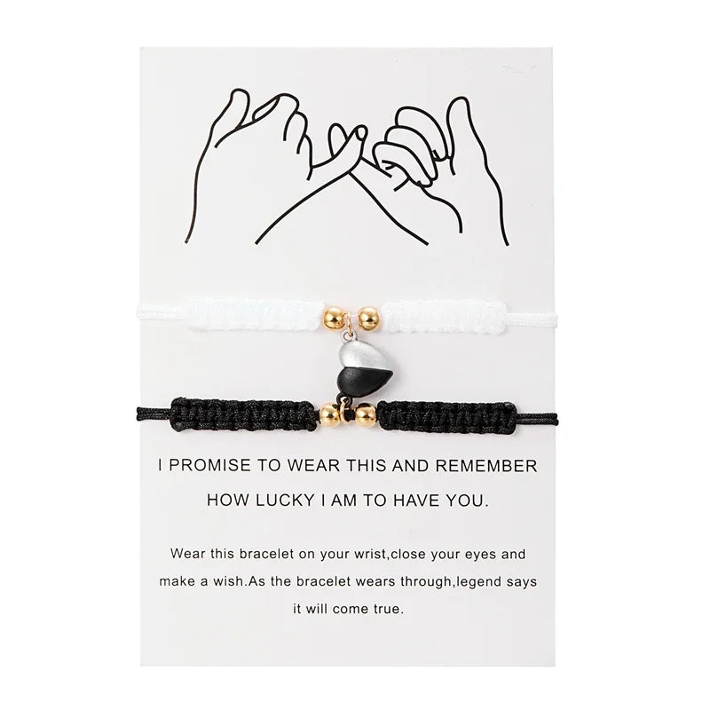 Handmade Heart Magnet Braided Bracelet