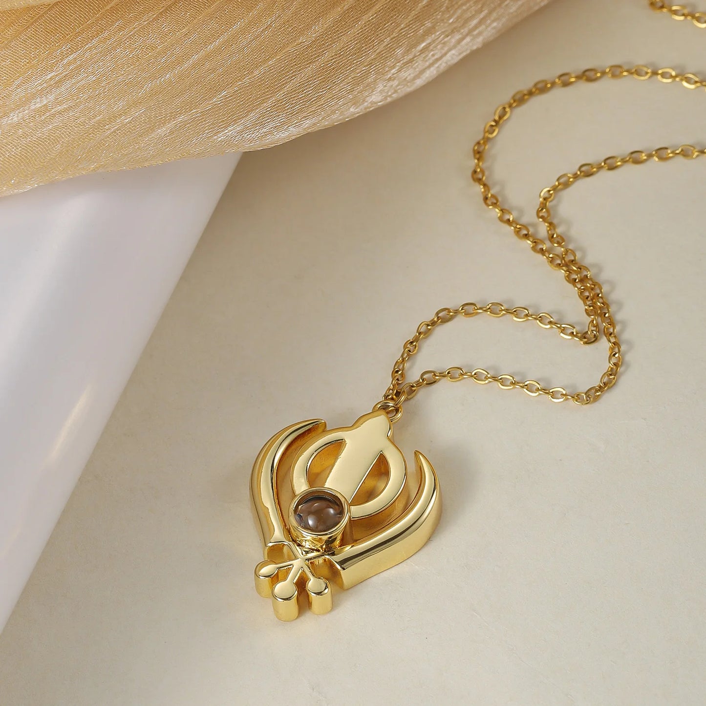 Personalized Projection Necklace Custom Sikhism Symbol