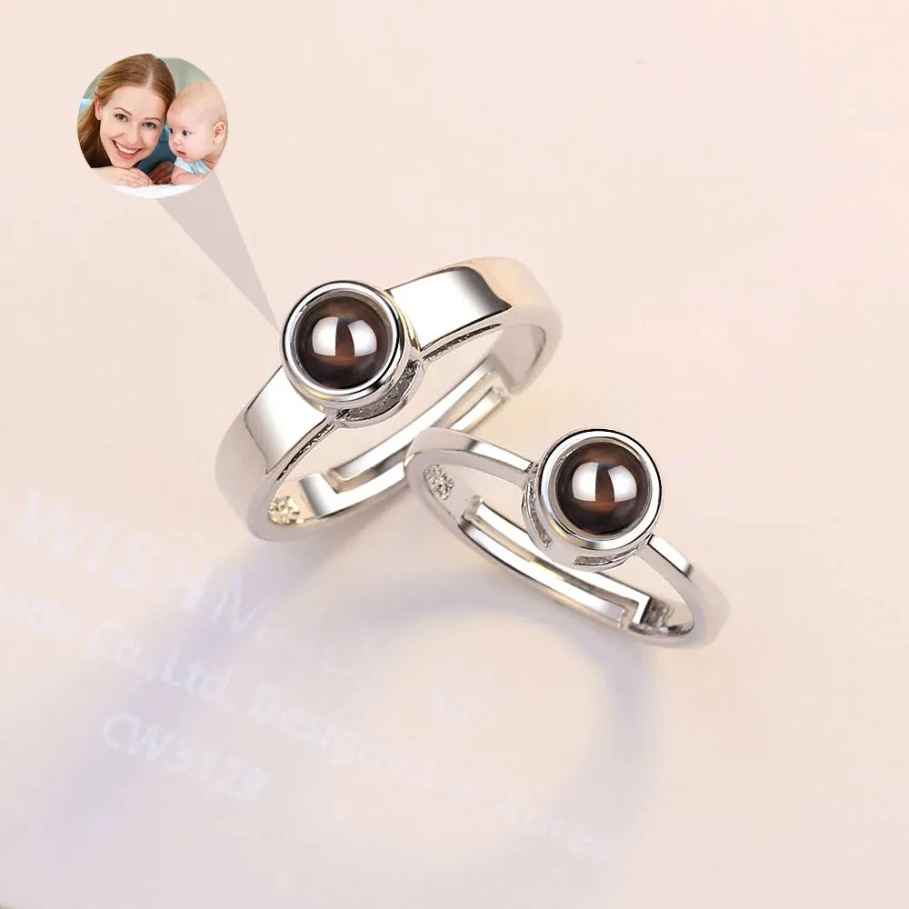 Personalized Photo Projection Couples Rings (2pc Set)