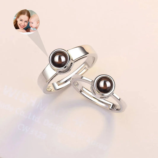 Personalized Photo Projection Couples Rings (2pc Set)